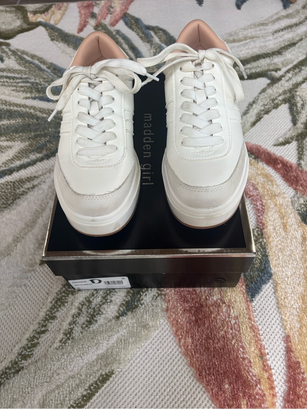 Madden Girl White Platform Lace-Up Sneakers with Light Pink Lining